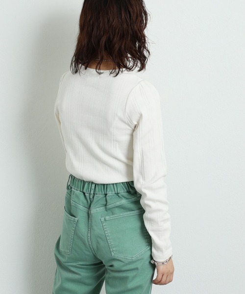 CIAOPANIC TYPY（チャオパニックティピー）の「▽ボリュームスリーブリブTee（Tシャツ/カットソー・レディース・ブラック/オフホワイト/オレンジ/グリーン・ONE SIZE）」の9枚目の写真