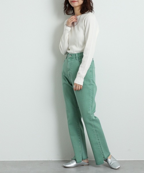 CIAOPANIC TYPY（チャオパニックティピー）の「▽ボリュームスリーブリブTee（Tシャツ/カットソー・レディース・ブラック/オフホワイト/オレンジ/グリーン・ONE SIZE）」の11枚目の写真