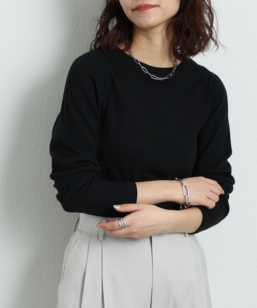 CIAOPANIC TYPY（チャオパニックティピー）の「▽ボリュームスリーブリブTee（Tシャツ/カットソー・レディース・ブラック/オフホワイト/オレンジ/グリーン・ONE SIZE）」の15枚目の写真