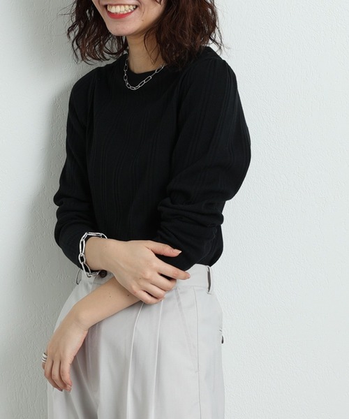 CIAOPANIC TYPY（チャオパニックティピー）の「▽ボリュームスリーブリブTee（Tシャツ/カットソー・レディース・ブラック/オフホワイト/オレンジ/グリーン・ONE SIZE）」の16枚目の写真