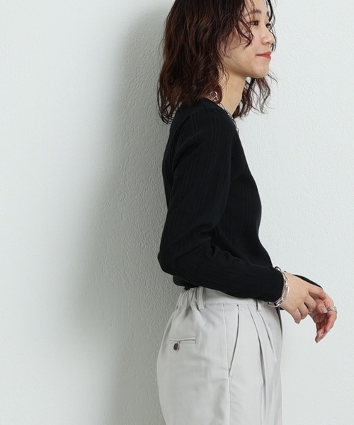 CIAOPANIC TYPY（チャオパニックティピー）の「▽ボリュームスリーブリブTee（Tシャツ/カットソー・レディース・ブラック/オフホワイト/オレンジ/グリーン・ONE SIZE）」の18枚目の写真