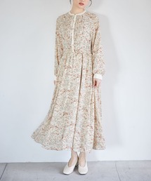 tocco closet | 【ZOZO限定】配色ライン入りフラワープリントロングワンピース(ワンピース)