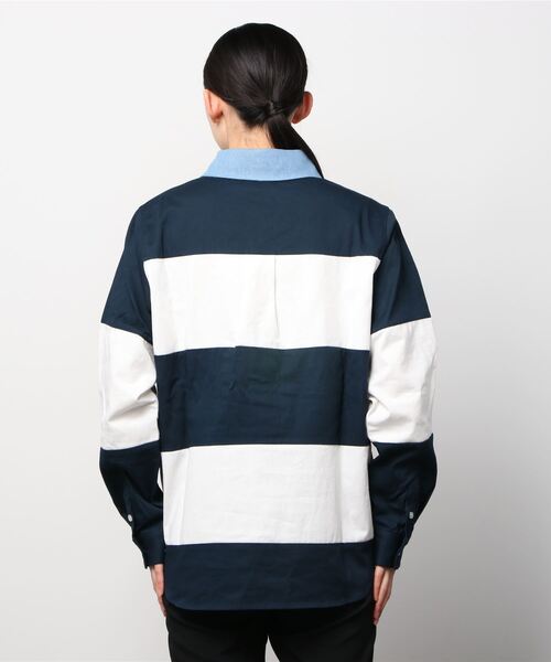 UGG（アグ）の「UGG@mos デニムネック ボーダーシャツ / アグ デニムネック ボーダーシャツ（シャツ/ブラウス・レディース・ネイビー/レッド/グリーン・M/L/XL）」の22枚目の写真