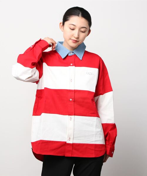 UGG@mos デニムネック ボーダーシャツ UGG（アグ）の「UGG@mos デニムネック ボーダーシャツ / アグ