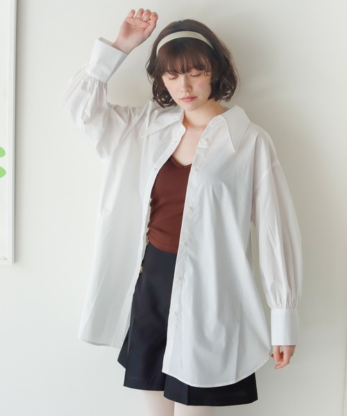 Birthday room（バースデイルーム）の「バックスリットカラーシャツ（シャツ/ブラウス・レディース・オフホワイト/ピンク/ブルー・FREE）」の5枚目の写真