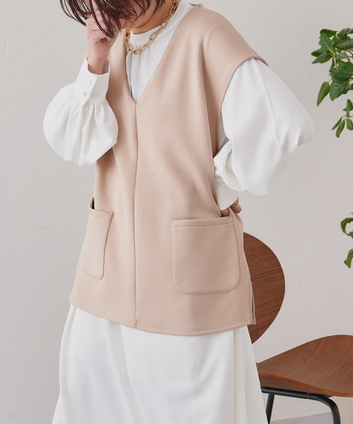 prose verse（プロズヴェール）の「ベストSETギャザーロングワンピース（ワンピース・レディース・ブラック/ネイビー/ベージュ・ﾌﾘ-）」の2枚目の写真