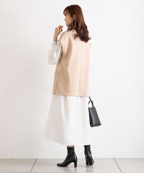 prose verse（プロズヴェール）の「ベストSETギャザーロングワンピース（ワンピース・レディース・ブラック/ネイビー/ベージュ・ﾌﾘ-）」の5枚目の写真