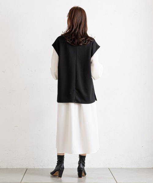 prose verse（プロズヴェール）の「ベストSETギャザーロングワンピース（ワンピース・レディース・ブラック/ネイビー/ベージュ・ﾌﾘ-）」の8枚目の写真