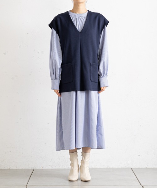 prose verse（プロズヴェール）の「ベストSETギャザーロングワンピース（ワンピース・レディース・ブラック/ネイビー/ベージュ・ﾌﾘ-）」の21枚目の写真