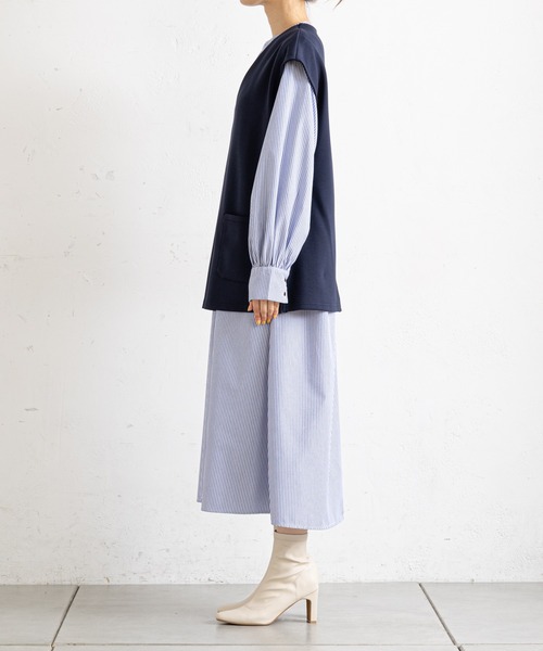 prose verse（プロズヴェール）の「ベストSETギャザーロングワンピース（ワンピース・レディース・ブラック/ネイビー/ベージュ・ﾌﾘ-）」の22枚目の写真