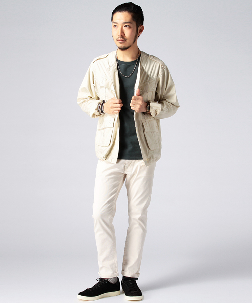 BEAMS（ビームス）の「○BEAMS / ノーカラー ファティーグ ジャケット（ミリタリージャケット・メンズ・オフホワイト/オリーブ・MEDIUM/LARGE/SMALL）」の8枚目の写真