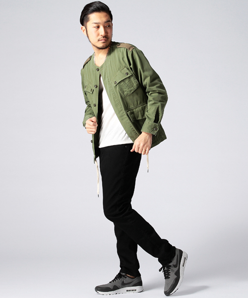 BEAMS（ビームス）の「○BEAMS / ノーカラー ファティーグ ジャケット（ミリタリージャケット・メンズ・オフホワイト/オリーブ・MEDIUM/LARGE/SMALL）」の9枚目の写真