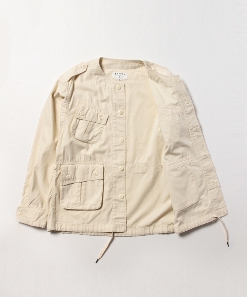 BEAMS（ビームス）の「○BEAMS / ノーカラー ファティーグ ジャケット（ミリタリージャケット・メンズ・オフホワイト/オリーブ・MEDIUM/LARGE/SMALL）」の22枚目の写真