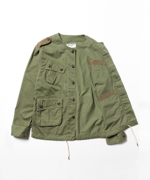 BEAMS（ビームス）の「○BEAMS / ノーカラー ファティーグ ジャケット（ミリタリージャケット・メンズ・オフホワイト/オリーブ・MEDIUM/LARGE/SMALL）」の17枚目の写真
