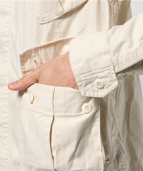 BEAMS（ビームス）の「○BEAMS / ノーカラー ファティーグ ジャケット（ミリタリージャケット・メンズ・オフホワイト/オリーブ・MEDIUM/LARGE/SMALL）」の11枚目の写真