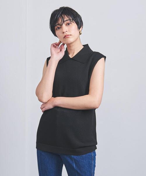 ELIN（エリン）の「＜ELIN（エリン）＞カラー ノースリーブ ニット（ニット/セーター・レディース・ブラック/オフホワイト・FREE）」の8枚目の写真