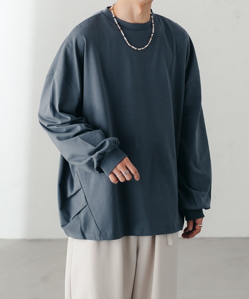epnok(エプノック)の「タックコクーンロンT(Tシャツ/カットソー・メンズ・チャコールグレー/ナチュラル/グレイッシュベージュ/グレイッシュブルー・SMALL/MEDIUM/LARGE)」の4枚目の写真