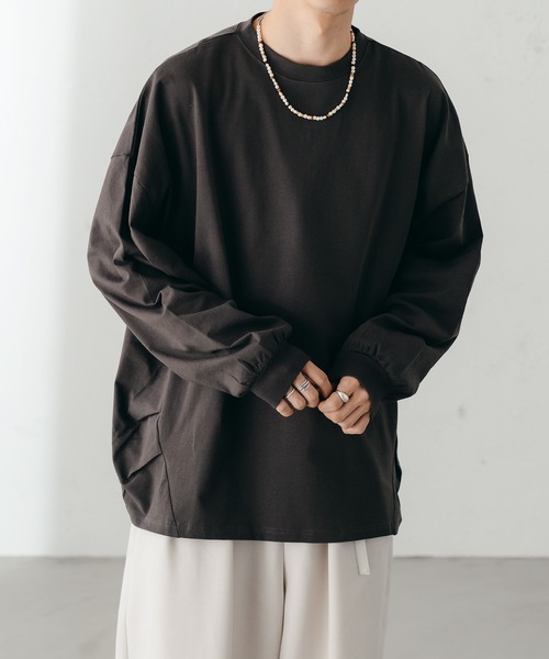 epnok(エプノック)の「タックコクーンロンT(Tシャツ/カットソー・メンズ・チャコールグレー/ナチュラル/グレイッシュベージュ/グレイッシュブルー・SMALL/MEDIUM/LARGE)」の2枚目の写真