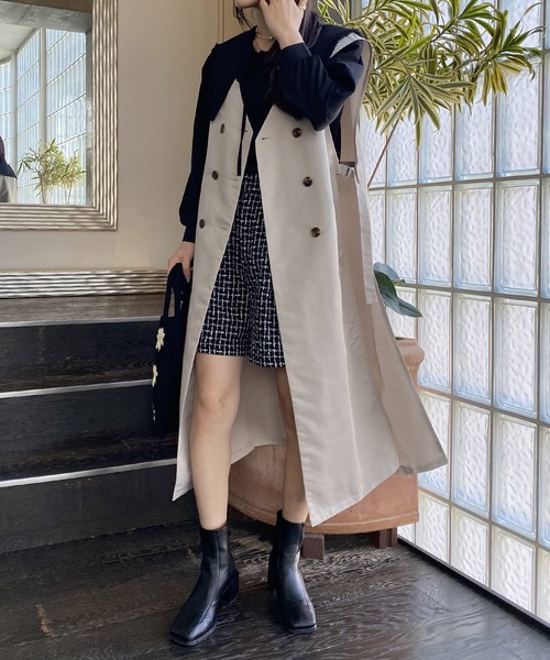 AS KNOW AS PINKY（アズノゥアズピンキー）の「ぎゅっと重ねてロングジレ（その他アウター・レディース・ピンク/ブルーグレー/ライトベージュ/イエロー・FREE）」の3枚目の写真