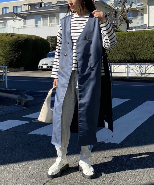 AS KNOW AS PINKY（アズノゥアズピンキー）の「ぎゅっと重ねてロングジレ（その他アウター・レディース・ピンク/ブルーグレー/ライトベージュ/イエロー・FREE）」の2枚目の写真