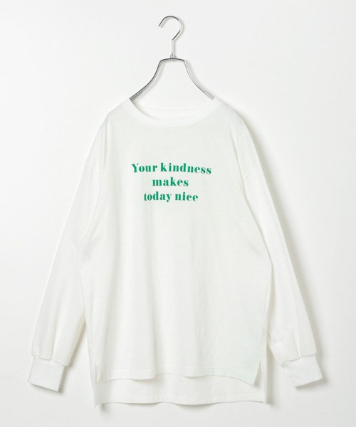 GLOBAL WORK(グローバルワーク)の「AND YUA ANY/柔らかグラフィックT長袖/264801(カーディガン/ボレロ・キッズ・グレー/ホワイト/ホワイト系その他3/アイボリー/チャコールグレー/ホワイト系その他2・160cm/150cm)」の2枚目の写真