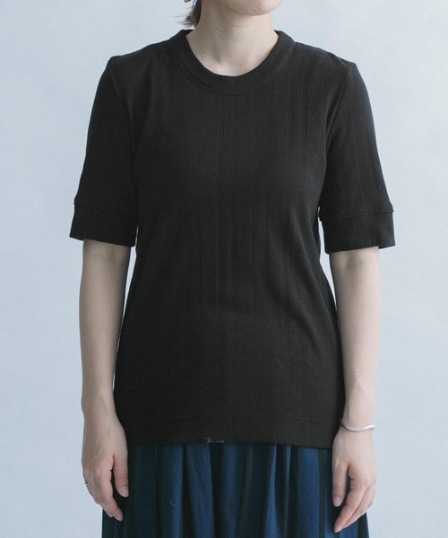 FORK&SPOON（フォークアンドスプーン）の「FORK&SPOON　丸胴針抜き5分袖Tシャツ（Tシャツ/カットソー・レディース・ブラック/ブルー/アイボリー/グリーン系その他・ONE）」の3枚目の写真