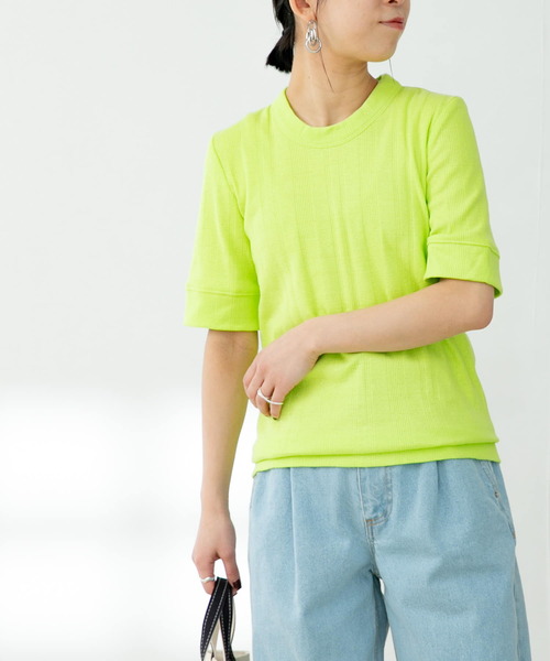 FORK&SPOON（フォークアンドスプーン）の「FORK&SPOON　丸胴針抜き5分袖Tシャツ（Tシャツ/カットソー・レディース・ブラック/ブルー/アイボリー/グリーン系その他・ONE）」の5枚目の写真