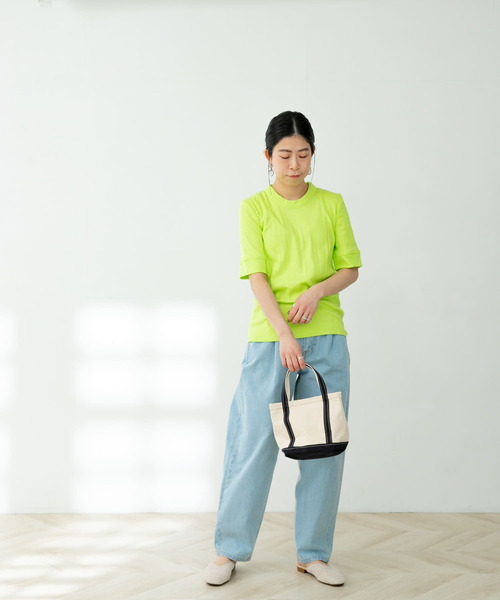 FORK&SPOON（フォークアンドスプーン）の「FORK&SPOON　丸胴針抜き5分袖Tシャツ（Tシャツ/カットソー・レディース・ブラック/ブルー/アイボリー/グリーン系その他・ONE）」の22枚目の写真