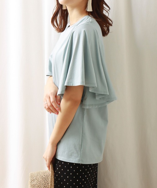 libelle more（リベル モア）の「《接触冷感》きれいめシルケット袖フレアプルオーバー（Tシャツ/カットソー・レディース・ブラック/ミント/オフホワイト/グレイッシュベージュ・L/M）」の4枚目の写真