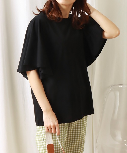 libelle more（リベル モア）の「《接触冷感》きれいめシルケット袖フレアプルオーバー（Tシャツ/カットソー・レディース・ブラック/ミント/オフホワイト/グレイッシュベージュ・L/M）」の2枚目の写真