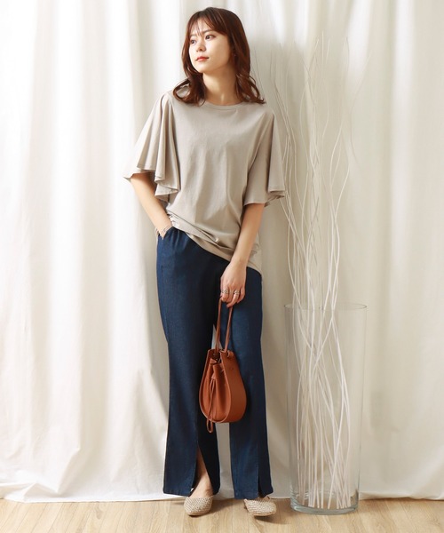 libelle more（リベル モア）の「《接触冷感》きれいめシルケット袖フレアプルオーバー（Tシャツ/カットソー・レディース・ブラック/ミント/オフホワイト/グレイッシュベージュ・L/M）」の11枚目の写真