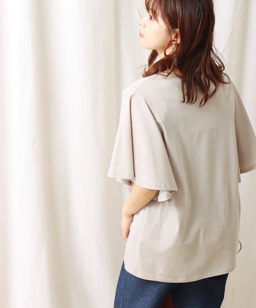 libelle more（リベル モア）の「《接触冷感》きれいめシルケット袖フレアプルオーバー（Tシャツ/カットソー・レディース・ブラック/ミント/オフホワイト/グレイッシュベージュ・L/M）」の6枚目の写真