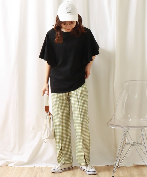 libelle more（リベル モア）の「《接触冷感》きれいめシルケット袖フレアプルオーバー（Tシャツ/カットソー・レディース・ブラック/ミント/オフホワイト/グレイッシュベージュ・L/M）」の10枚目の写真