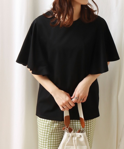 libelle more（リベル モア）の「《接触冷感》きれいめシルケット袖フレアプルオーバー（Tシャツ/カットソー・レディース・ブラック/ミント/オフホワイト/グレイッシュベージュ・L/M）」の5枚目の写真