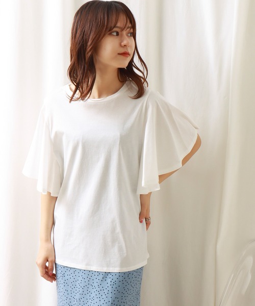 libelle more（リベル モア）の「《接触冷感》きれいめシルケット袖フレアプルオーバー（Tシャツ/カットソー・レディース・ブラック/ミント/オフホワイト/グレイッシュベージュ・L/M）」の8枚目の写真