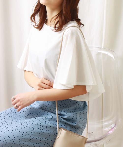 libelle more（リベル モア）の「《接触冷感》きれいめシルケット袖フレアプルオーバー（Tシャツ/カットソー・レディース・ブラック/ミント/オフホワイト/グレイッシュベージュ・L/M）」の13枚目の写真