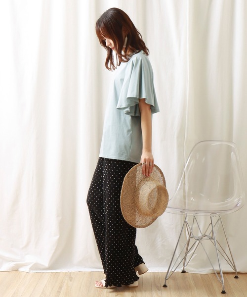 libelle more（リベル モア）の「《接触冷感》きれいめシルケット袖フレアプルオーバー（Tシャツ/カットソー・レディース・ブラック/ミント/オフホワイト/グレイッシュベージュ・L/M）」の12枚目の写真