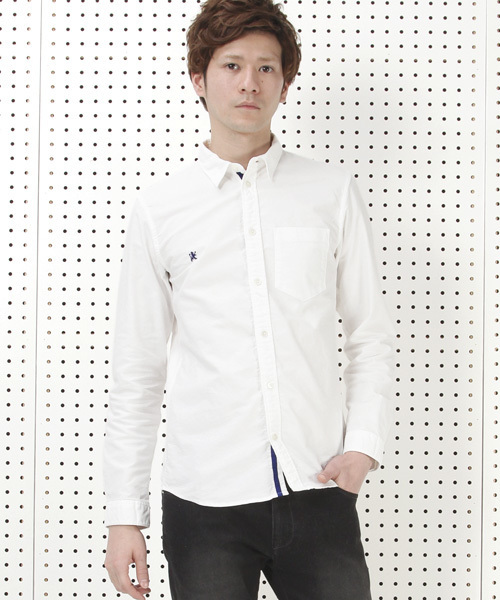 R.NEWBOLD（アールニューボールド）の「OXFORD SHIRTS/オックスシャツ/155620 5S215（シャツ/ブラウス・メンズ・ホワイト/サックスブルー/イエロー/ピンク・MEDIUM/SMALL/LARGE/X-LARGE）」の2枚目の写真