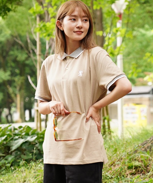 GIORDANO（ジョルダーノ）の「[GIORDANO] スーモールライオン刺繍半袖ポロシャツ (ユニセックス)（ポロシャツ・レディース・ホワイト系その他2/ライトピンク/ダークグレー/ベージュ・SMALL/MEDIUM/LARGE/X-LARGE）」の4枚目の写真