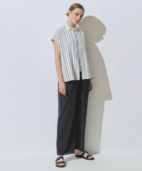 TOMORROWLAND （トゥモローランド）の「インドコットン ギャザーワイドパンツ（その他パンツ・レディース・チャコールグレー/バイオレット・36/32）」の4枚目の写真