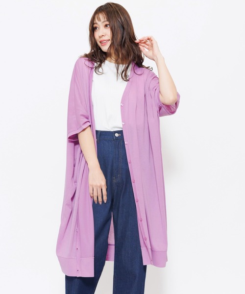 mili an deni(ミリアンデニ)の「UVドルマン5分袖ロングカーディガン(カーディガン/ボレロ・レディース・ベージュ/ブラック/ブルーグリーン/チャコールグレー/ライトグレー/アッシュグレー/カーキ/ラベンダー/レモンイエロー/チェリーレッド/モカ/ネイビー/ライトグリーン/ブルー/ホワイト/ダークオレンジ/ダークアッシュ/ダークパープル/アイボリー・L/M)」の15枚目の写真