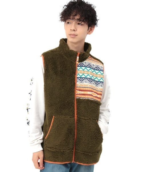 チチカカ(チチカカ)の「キカパッチボアベスト 【ユニセックス】(ベスト・メンズ・カーキ/ネイビー・MEDIUM/LARGE)」の9枚目の写真