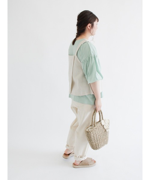 Samansa Mos2（サマンサ モスモス）の「袖バルーンTシャツ（Tシャツ/カットソー・レディース・ブラック/ベージュ/オフホワイト/ミント・ﾌﾘ-）」の10枚目の写真