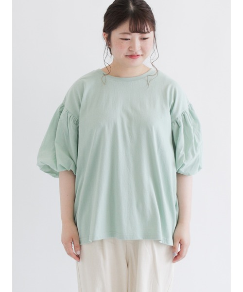 Samansa Mos2（サマンサ モスモス）の「袖バルーンTシャツ（Tシャツ/カットソー・レディース・ブラック/ベージュ/オフホワイト/ミント・ﾌﾘ-）」の11枚目の写真