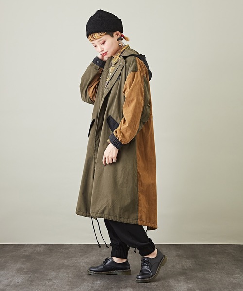 CUBE SUGAR(キューブシュガー)の「綿ナイロンバックロゴM-51モッズコート(モッズコート・レディース・カーキ/キャメル・M)」の16枚目の写真