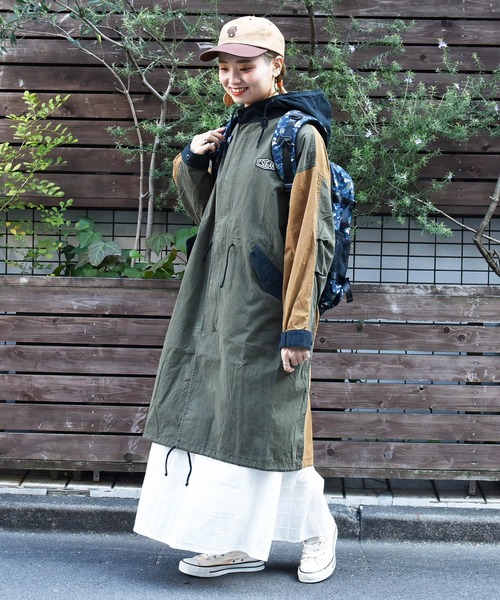 CUBE SUGAR(キューブシュガー)の「綿ナイロンバックロゴM-51モッズコート(モッズコート・レディース・カーキ/キャメル・M)」の4枚目の写真