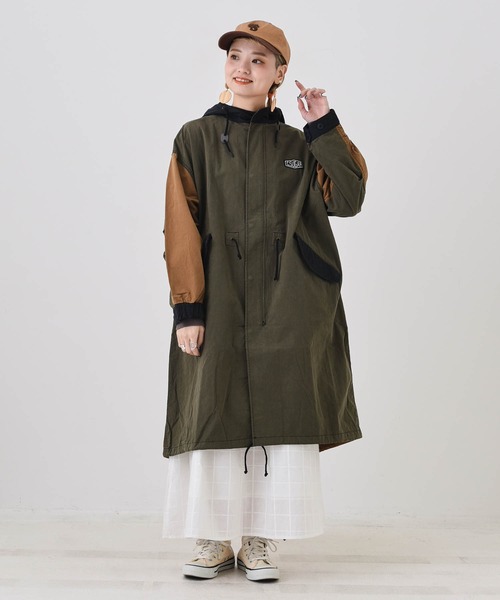 CUBE SUGAR(キューブシュガー)の「綿ナイロンバックロゴM-51モッズコート(モッズコート・レディース・カーキ/キャメル・M)」の5枚目の写真