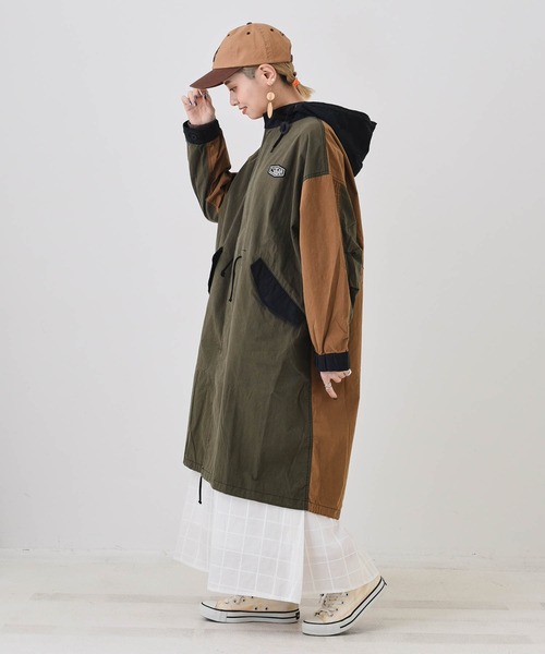 CUBE SUGAR(キューブシュガー)の「綿ナイロンバックロゴM-51モッズコート(モッズコート・レディース・カーキ/キャメル・M)」の6枚目の写真