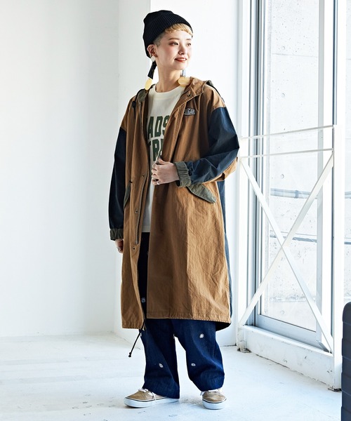 CUBE SUGAR(キューブシュガー)の「綿ナイロンバックロゴM-51モッズコート(モッズコート・レディース・カーキ/キャメル・M)」の8枚目の写真