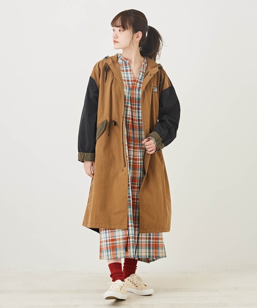 CUBE SUGAR(キューブシュガー)の「綿ナイロンバックロゴM-51モッズコート(モッズコート・レディース・カーキ/キャメル・M)」の10枚目の写真